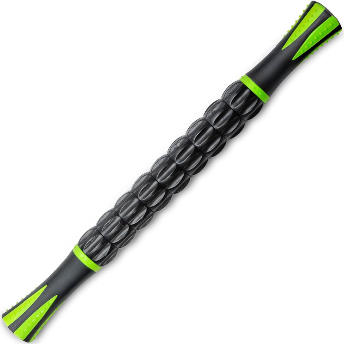 Octav8® Massage Stok - Massage Apparaat - Massagestick - 9 Rollen en Antislip handvatten - Zwart/Groen
