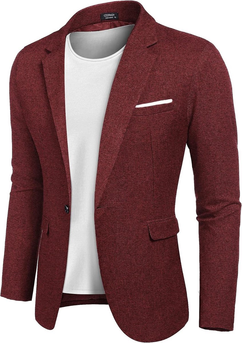 Sportieve Heren Blazer met Linnenlook Slimfit