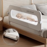 YYchan Barrière de Lit Pliable 150 cm Extra Long - Mousse Antidérapant en U & Bande de Fixation - Sûr, Stable et Élégant - Barrière de Lit Grise