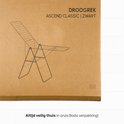 Verpakking van karton met een afbeelding van een zwart droogrek, met de tekst 'DROOGREK ASCEND CLASSIC | ZWART'.