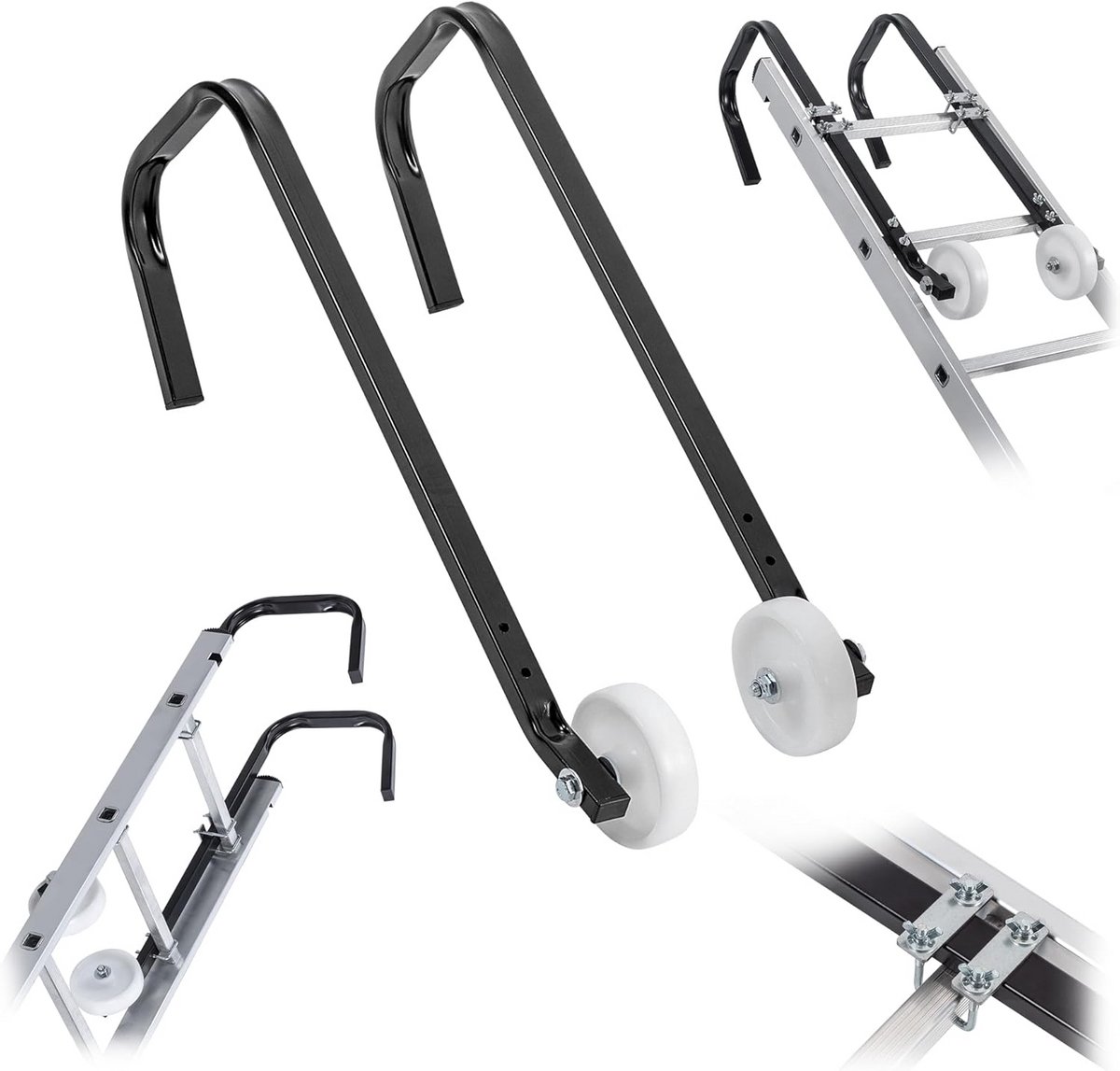 Dakladder Haken met Wielen voor Nokbevestiging - 2 Stuks Sterke Stalen Ladderhouders