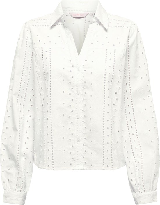 Only Blouse Onlloretta Ls Emb Feminin Blouse Wv 15364408 Bright White Dames Maat - L