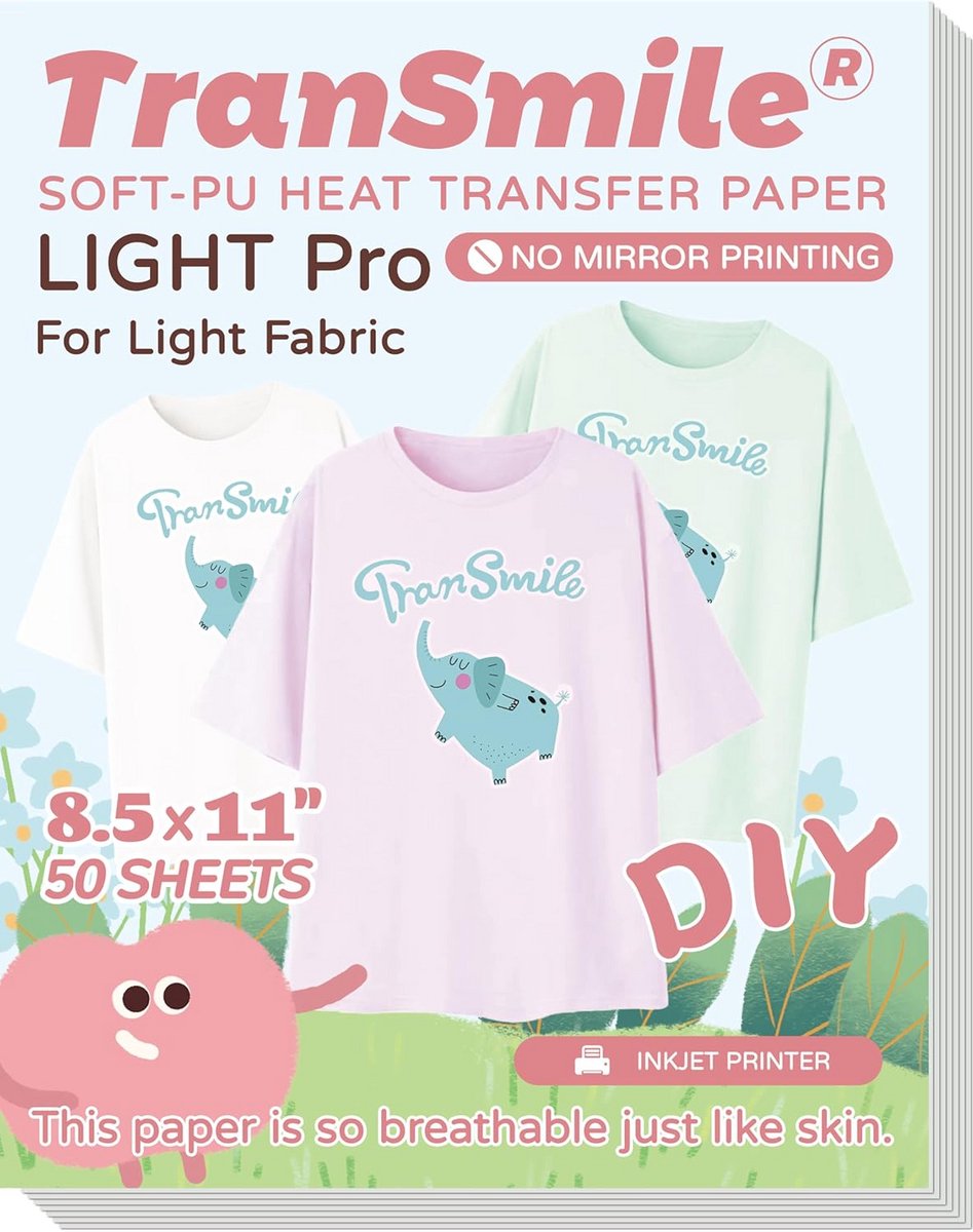 Warmteoverdrachtspapier voor T-shirts en Lichte Stoffen - Inkjet Printer Geschikt (50 Vel)