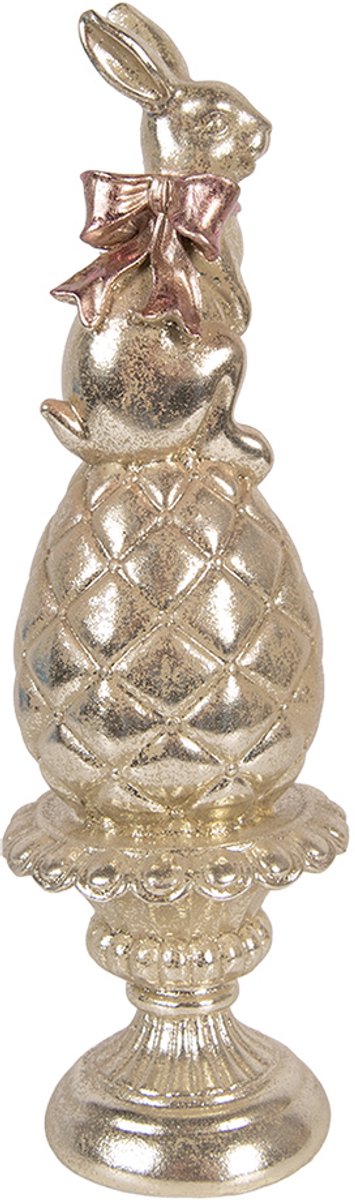 Decoratie Beeld Konijn Ø 8x28 cm Goudkleurig Kunststof