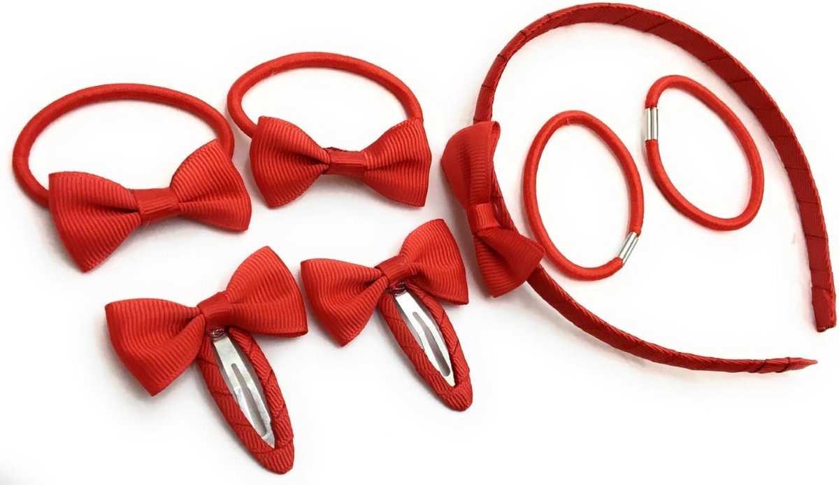7 Delige Set Haaraccessoires: Haarspeldjes, Strikken en Elastieken voor School