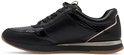 Zwarte Tamaris sneaker met gouden accenten, crocoprint en lakleer.