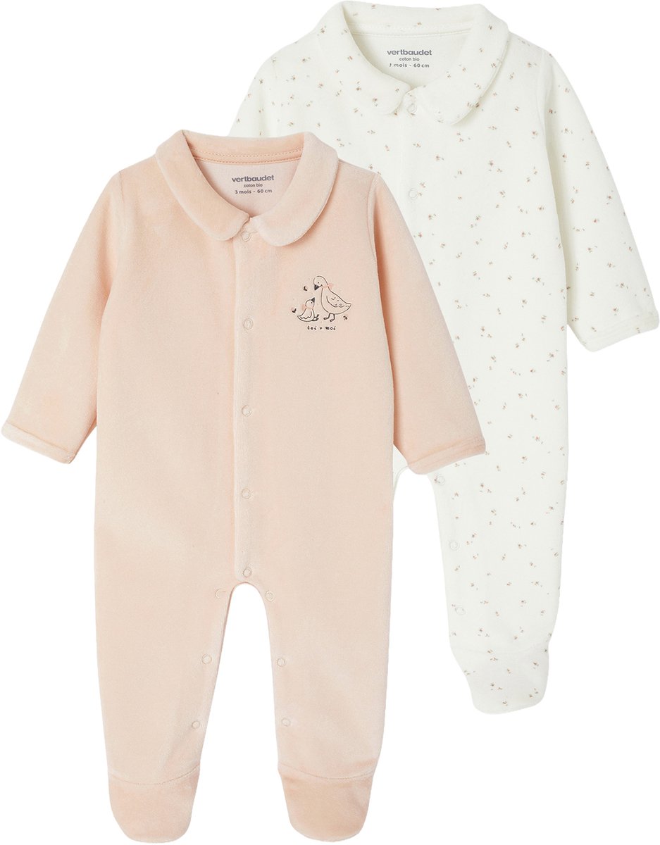 Vertbaudet 2-delige babyset in fluweel/velours