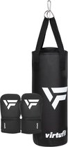 VirtuFit Kickboks Set Junior - Bokszak & Bokshandschoenen - Boksset voor Kinderen - Kickboksen & Boxing - 8KG - Zwart
