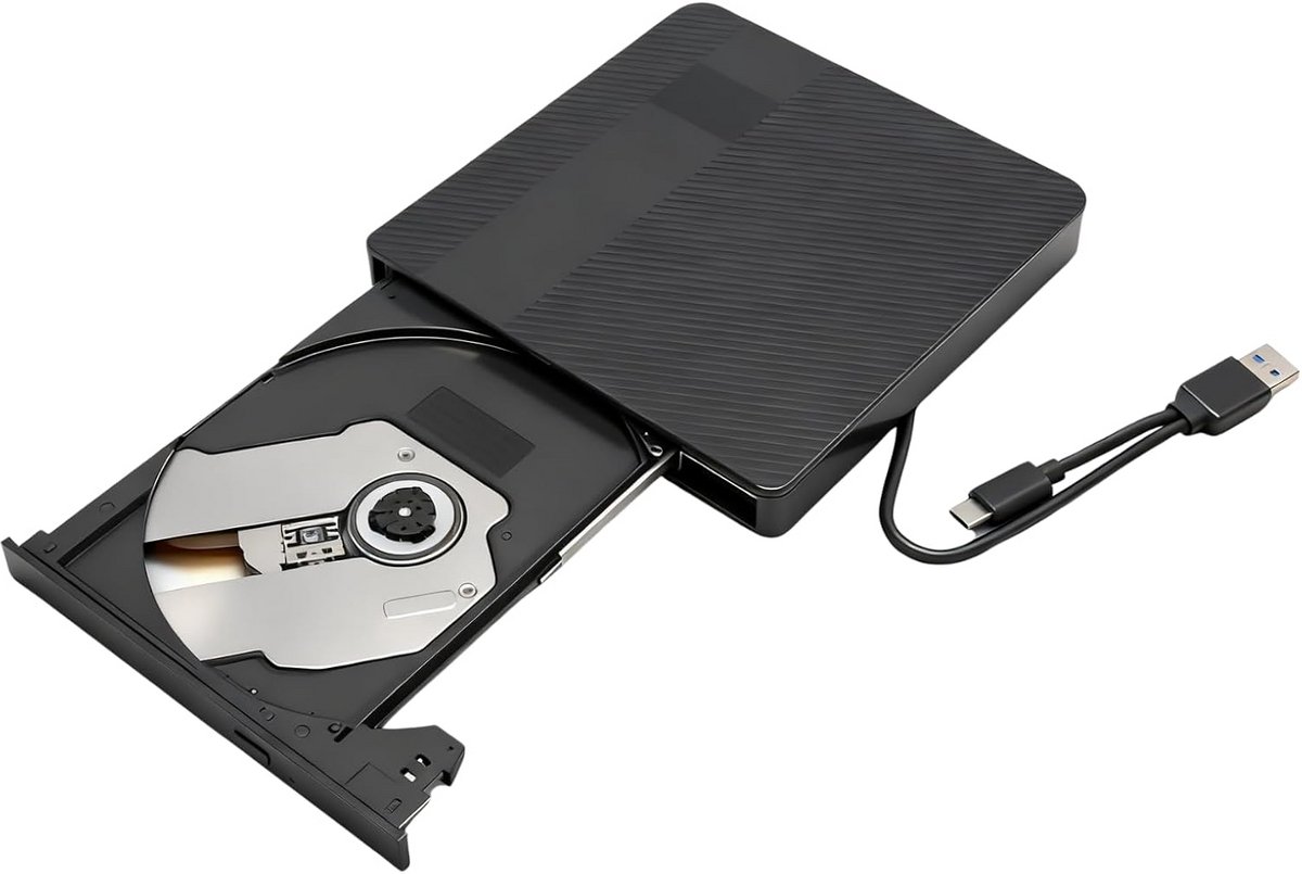Externe DVD Brander USB-C & USB 3.0 Zwart voor Laptop en Desktop