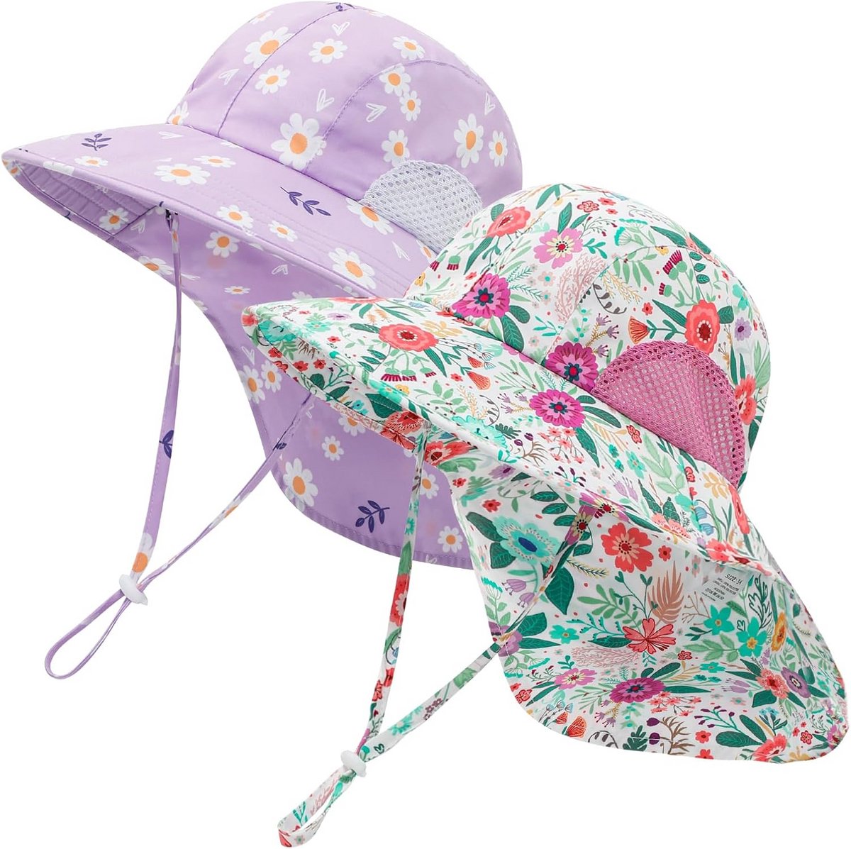 Set van 2 Zomerzonnehoedjes voor Baby's en Peuters met Nekbescherming