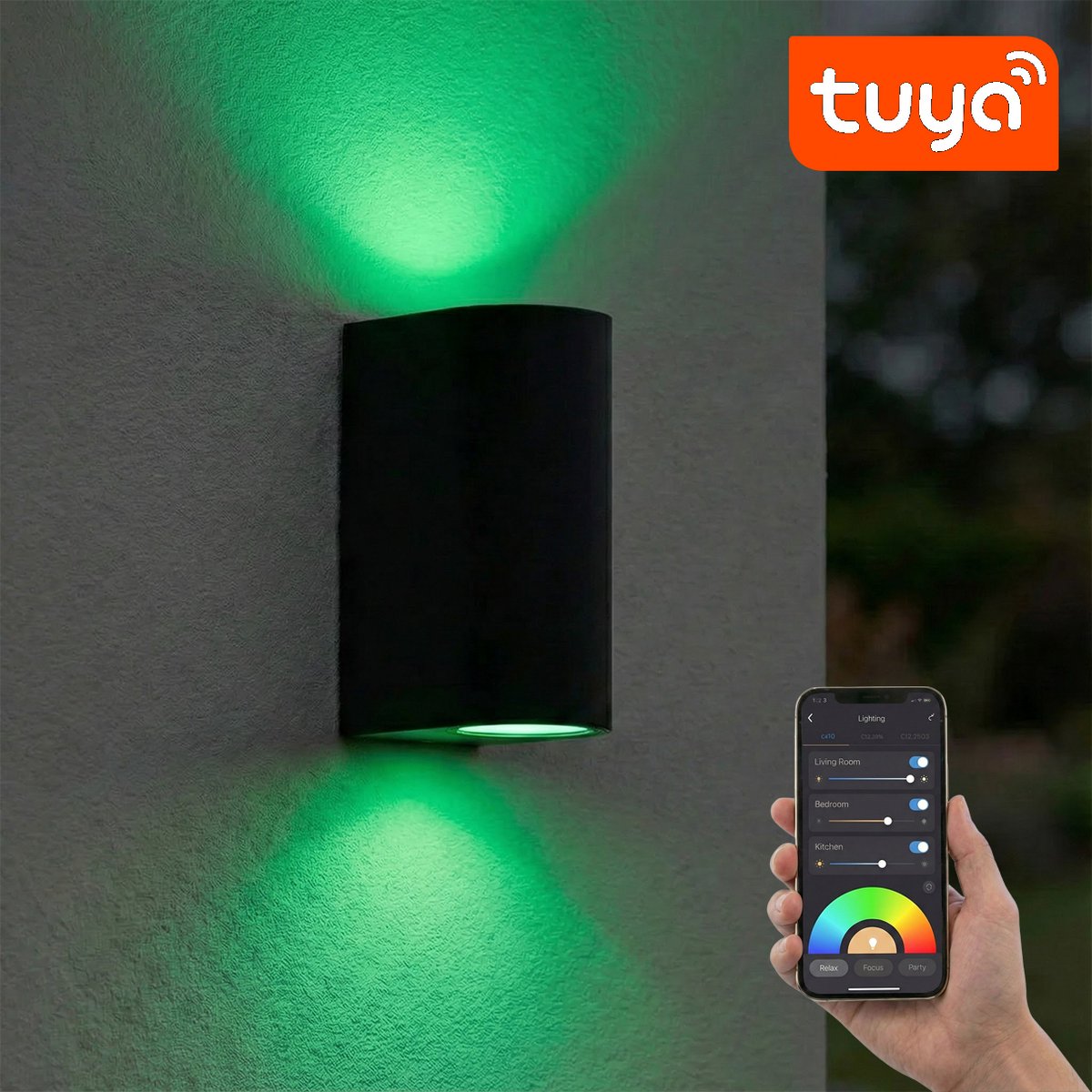 SMART LED Wandlamp | Tuya / WiFi | Santa barbara | Incl. 2x lichtbronnen | Zwart
