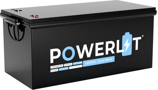 Powerlit LiFePO4 Accu - 100Ah 48V - Met Bluetooth & App - Voor Boot & Camper