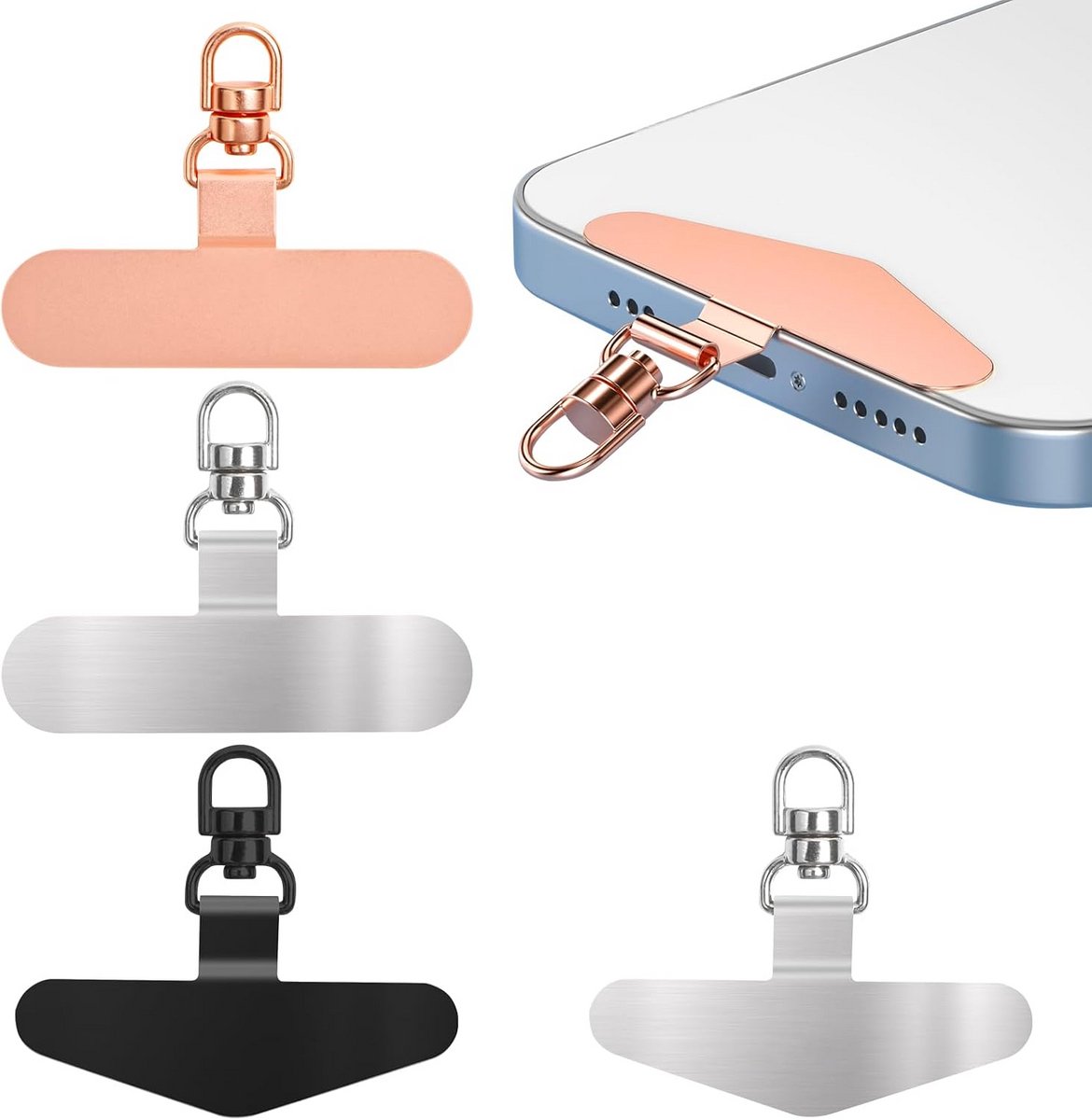 Universele Telefoonketting Bevestiging Pads – 4 Stuks Sterk & Dun Voor Elke Smartphone
