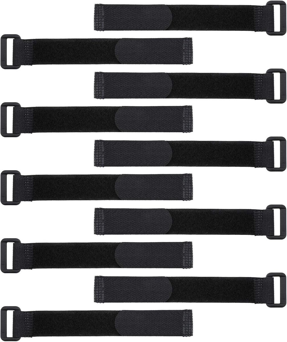 Set van 10 Zwarte Zelfklevende Batterijriemen met Gesp voor Drones en Auto's, 20x200mm