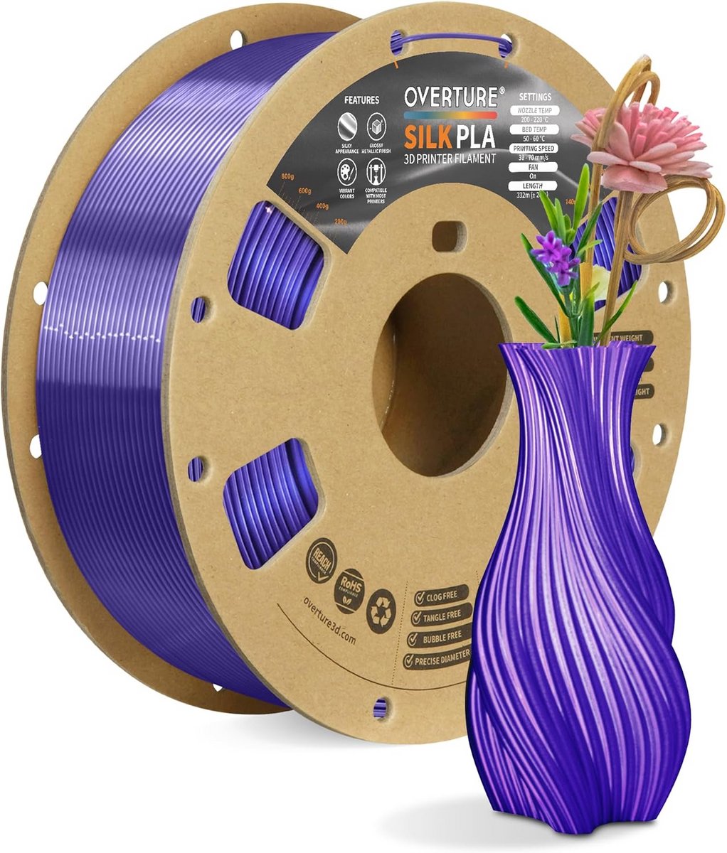 Glanzend Zijde PLA Filament 1.75mm 1kg - Kwaliteit 3D Printer Materiaal Paars