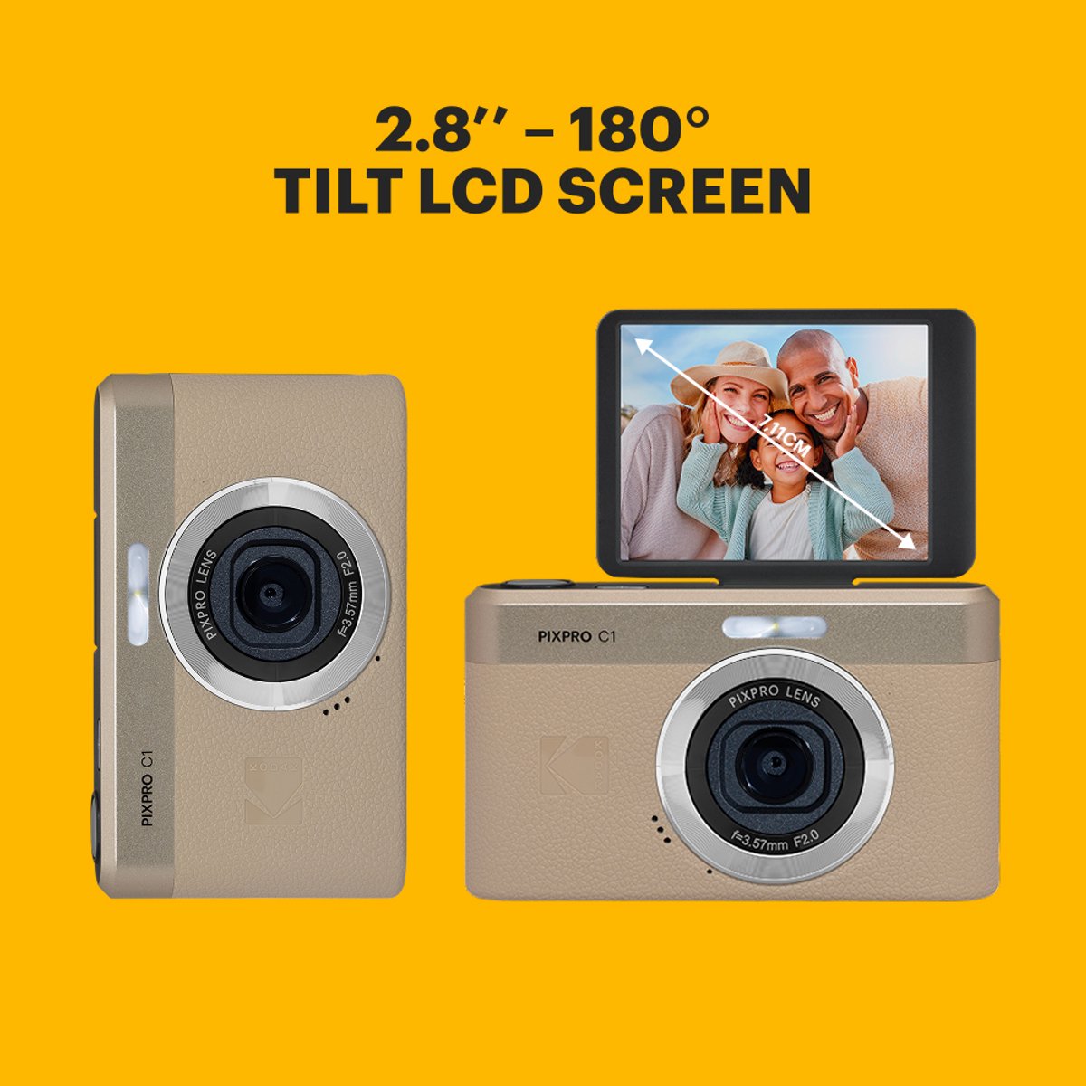 KODAK Pixpro C1 - Compacte digitale camera, 13 MP BSI CMOS-sensor, 4x digitale zoom, kantelbaar 2,8-inch scherm, Full HD 1080p-video, LED-flitser thumbnail 4