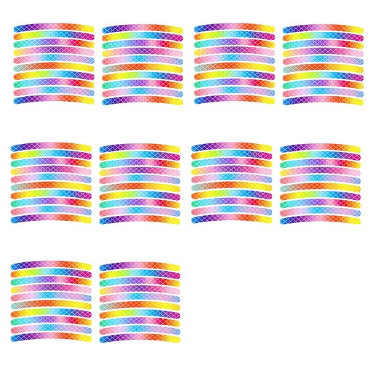 100 Pièces - Stickers - Stickers réfléchissants - Stickers auto - Réflecteurs vélo - Stickers de sécurité universels - 9*0,7 cm - PVC - Multicolore - Sticker vélo - Stickers luminescents - Pour vélo, moto scooter, scooter, tous types de casques