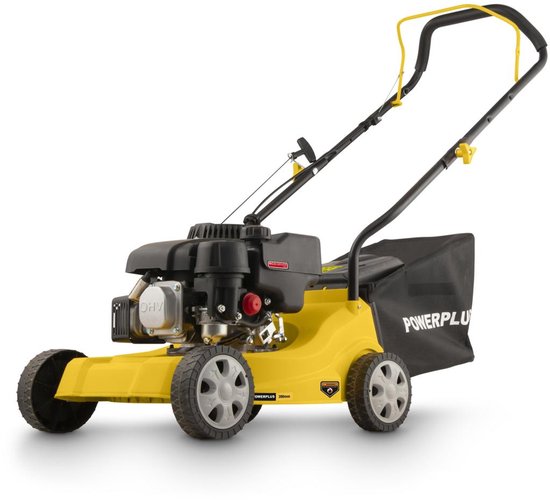 Powerplus benzine grasmaaier POWXG60251 - 530 mm Ø en 200 cc, met kantensnijder, met grasopvangsysteem, mulchfunctie, zij-uitworp en achteruitworp