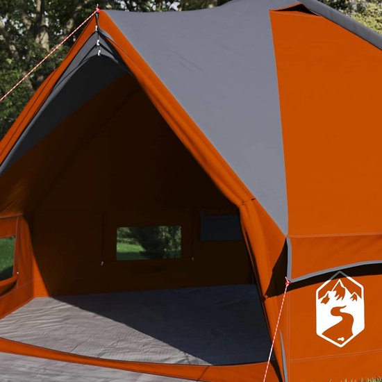 vidaXL - Teepee - Tent - voor - 4 - Personen - 4-persoons - Grijs - en - Oranje — afbeelding 4