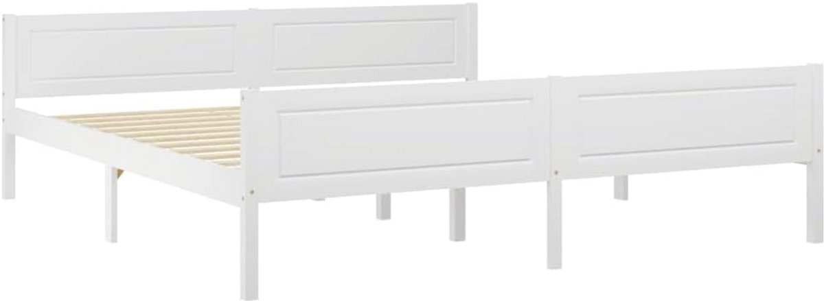 Massief Houten Bedframe 180x200 cm in Wit - Stevig Grenenhout