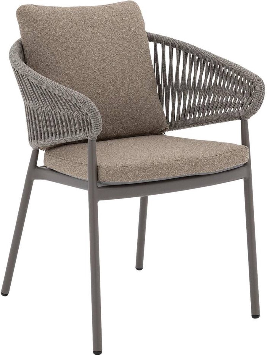 Goossens Tuinstoel Vasto - Buitenstof - bruin - 65 x 88 x 63 cm - Stapelbaar