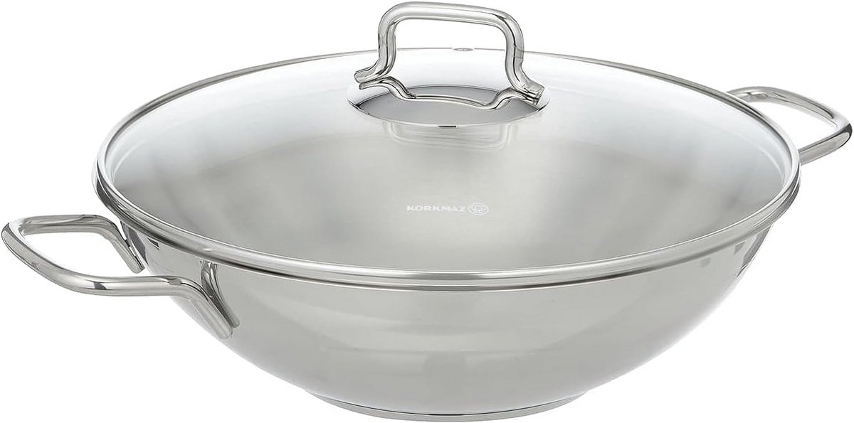 RVS Wokpan met Deksel Geschikt voor Inductie - 28 cm