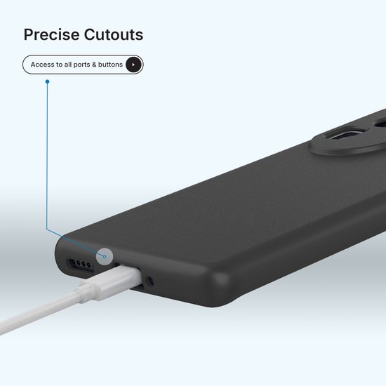 Black phone case with precise cutouts for ports and buttons.