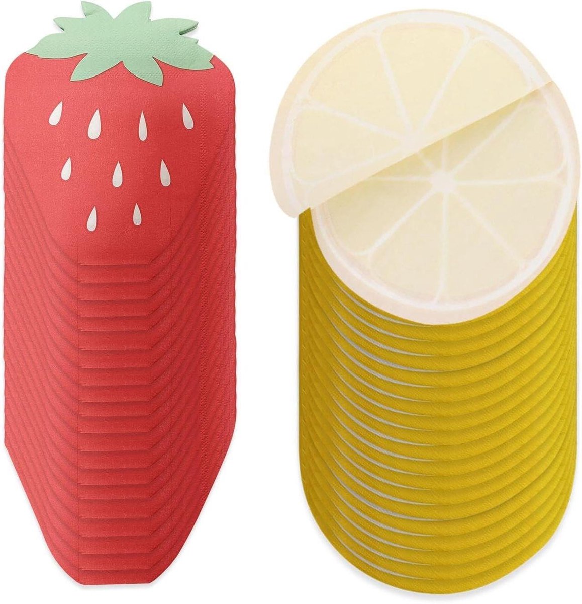 40 Stuks Fruit Servetten voor Evenementen en Feesten met Citroen en Aardbei opdruk