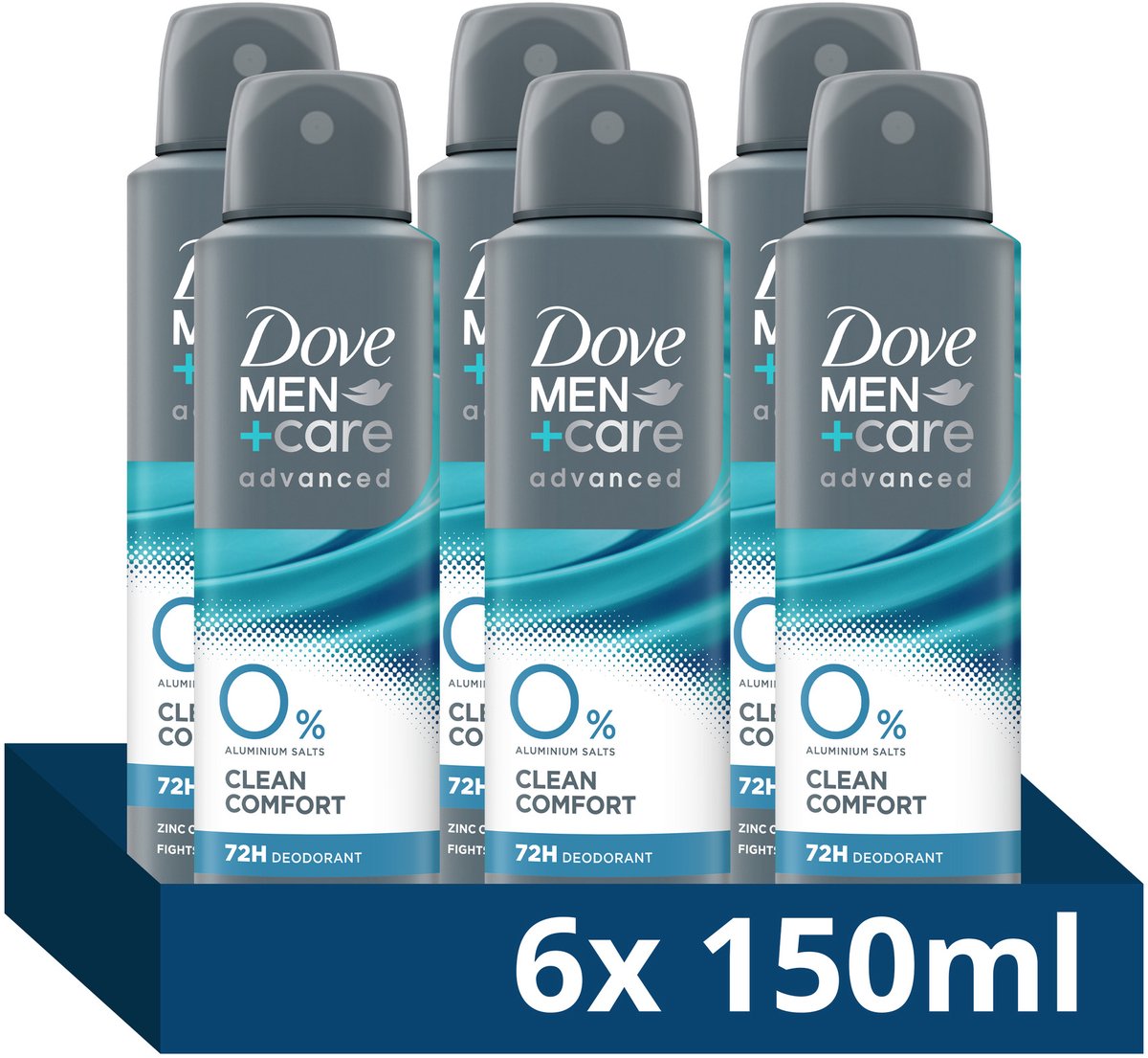 Dove Men+Care - Advanced 0% Deodorant Spray - Clean Comfort - 6 x 150 ml