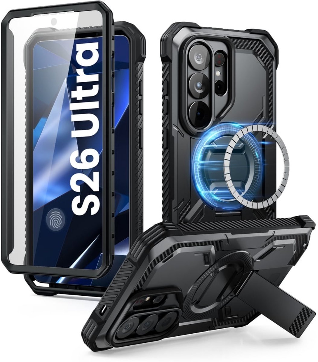 Armorbox geschikt voor Samsung Galaxy S26 Ultra hoesje met screen protector - Zwart