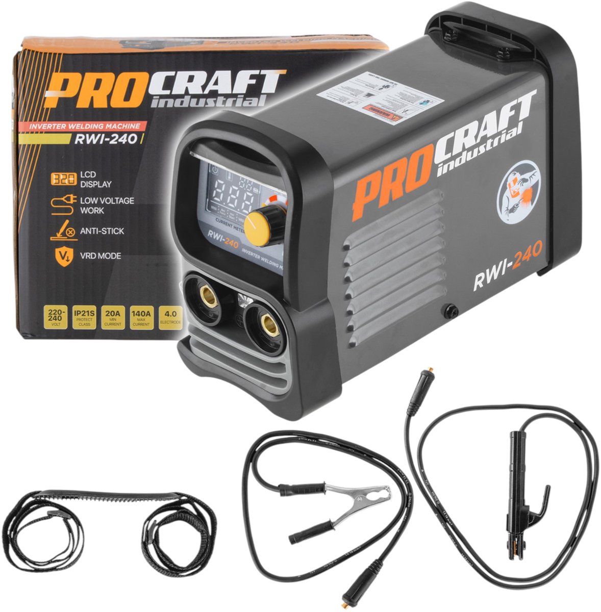 Procraft Industrial RWI-240 inverterlasapparaat 4 kW 20 - 140 A MMA TIG Lift