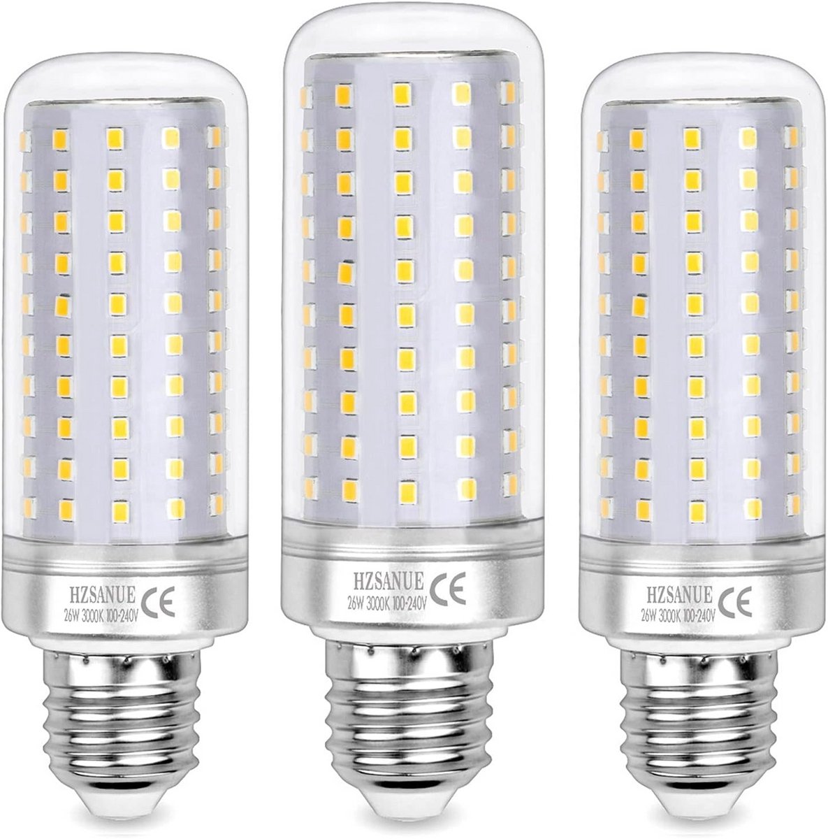 Set van 3 Krachtige 26W LED Lampen Warm Wit E27 3000 Lumen