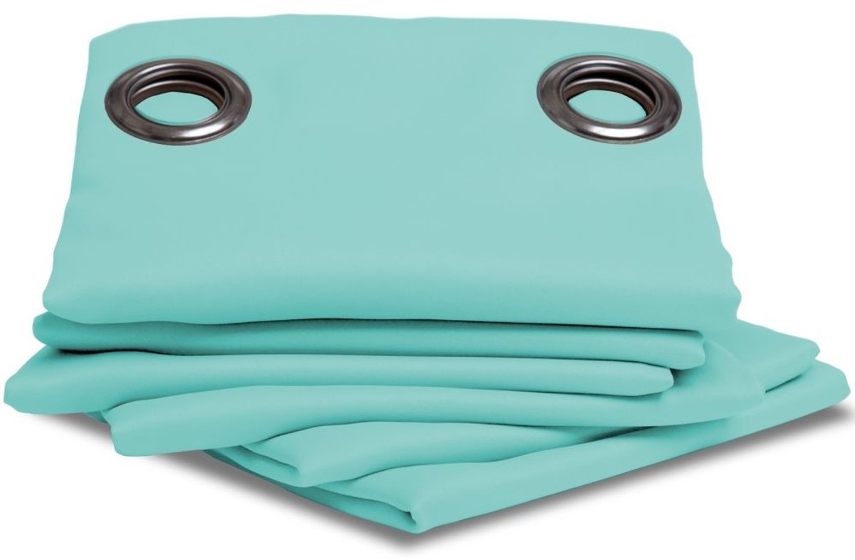 MOONDREAM ThermActiv® 2in1 Winter+Zomer Thermisch Gordijn | Anti-Koude en Anti-Warmte Isolatie | Verduisterend | Gepatenteerde Technologie | EU-fabricaat | Oogjes | Blauw MC430 | 140B x 260L cm