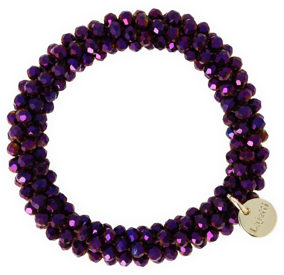 Lajetti Armband Dames Haarelastiek Paars - Glaskralen Beaded Bracelet - Handgemaakt