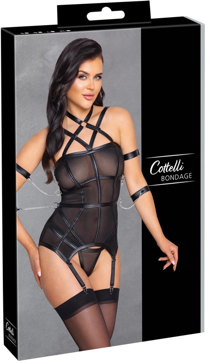 Basque Jarretel Setje Bondage - Zwart