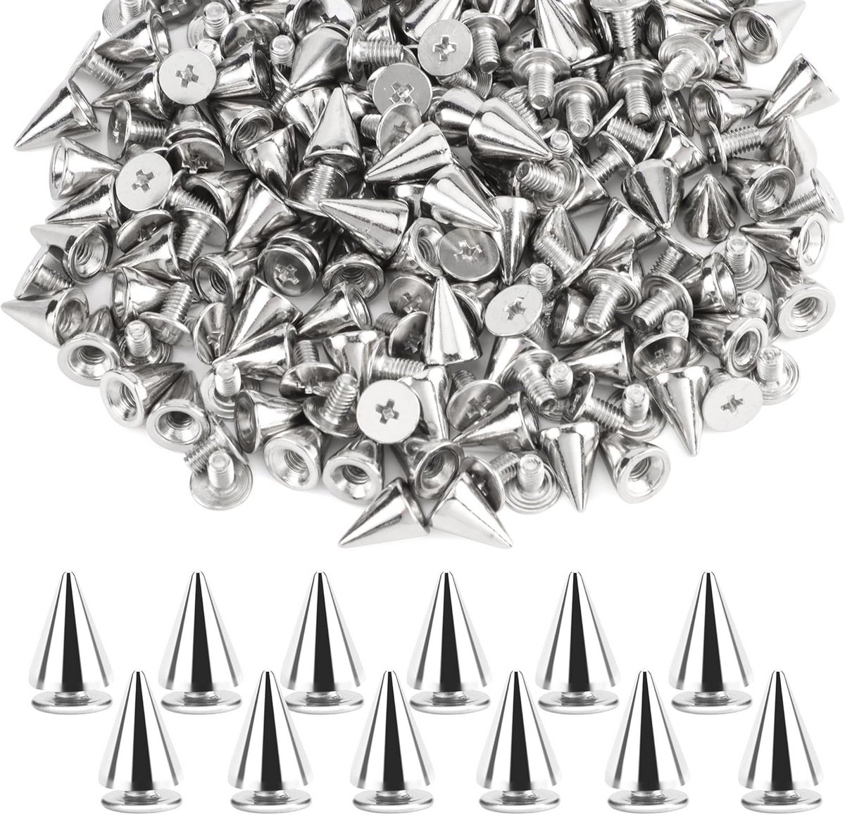 200 Stuks Decoratieve Decoratieve Nietjes Set voor Leerbewerking Kleding Tassen Schoenen en Accessoires (Zilver)