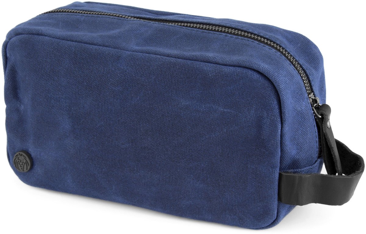 Marineblauwe Blue Bridge Waxed Canvas Toilettas