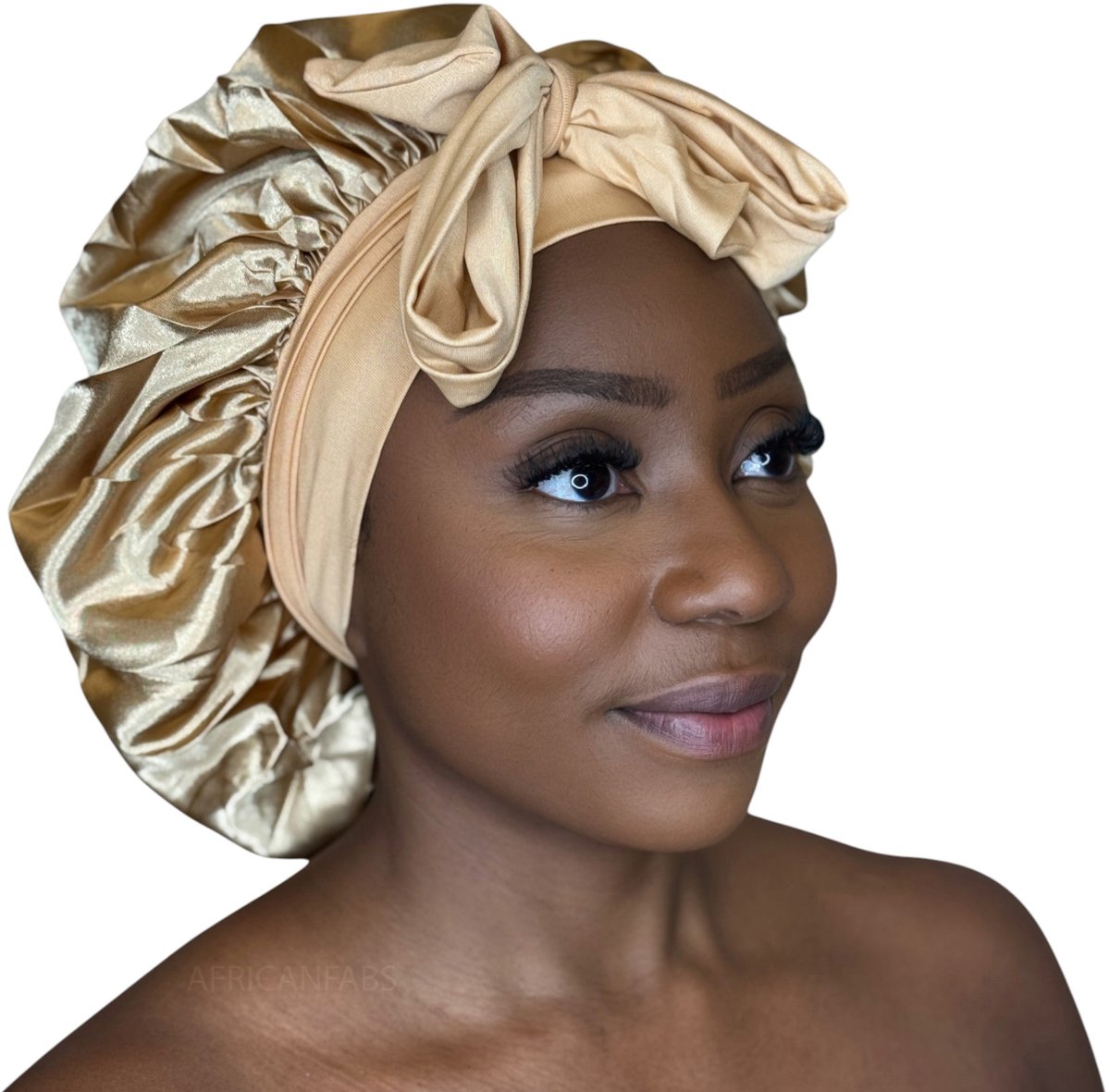 Satijnen Haar Bonnet met Banden - Kaki (Satijnen Slaapmuts ) – AfricanFabs®