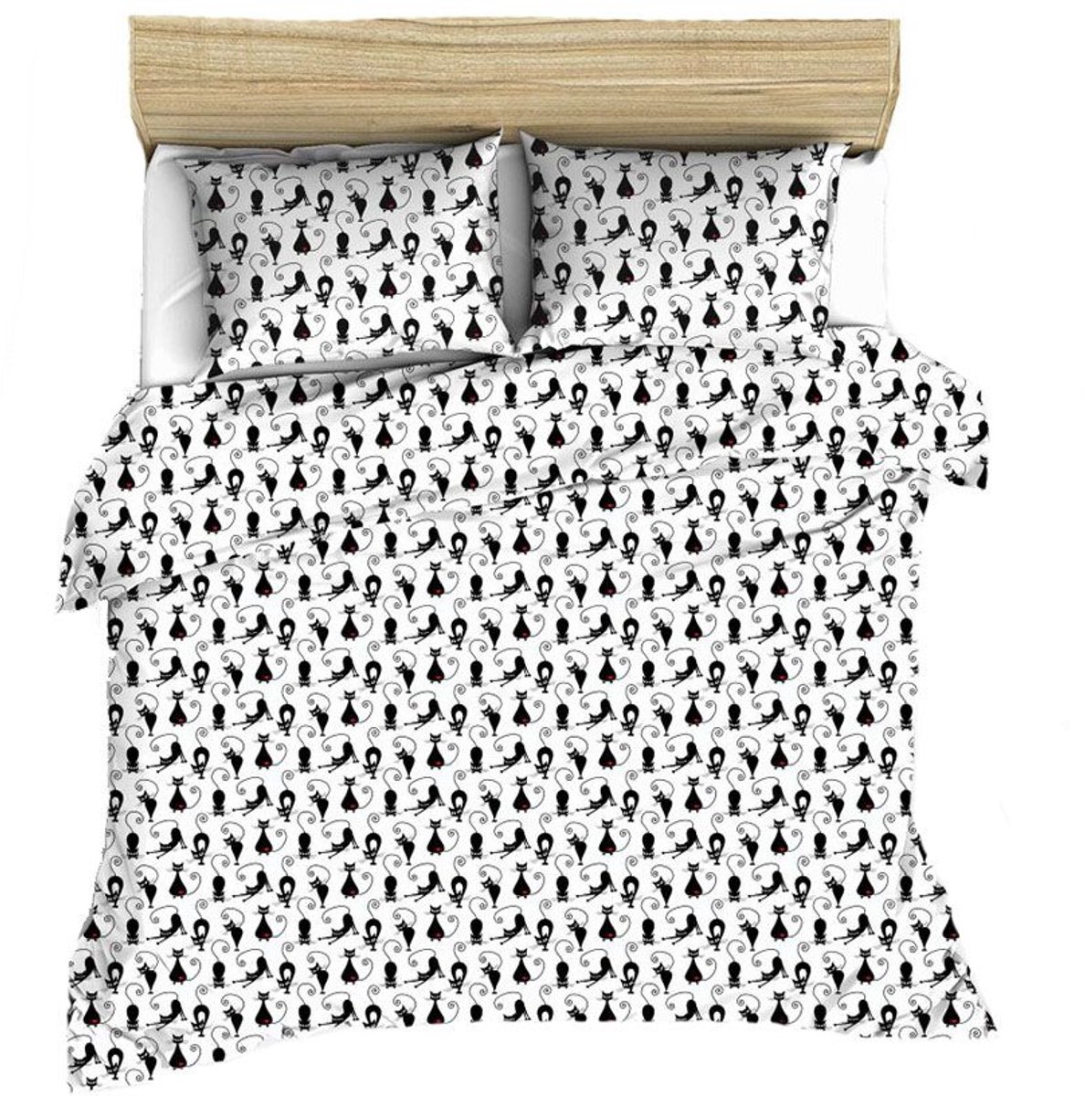 Extrapościel - Dekbedovertrek - 160x200 cm - Kattenpatroon - 100% Katoen