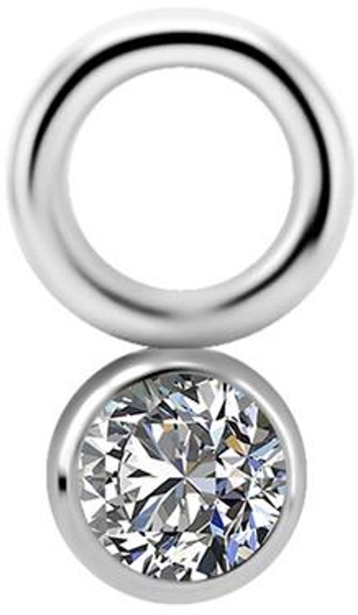 Crazy Needles PREMIUM ZIRCON - Titanium Charms - Zilver - D-032 - 5 mm