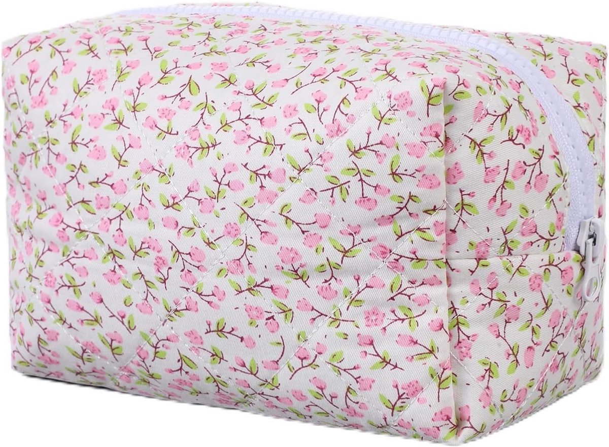 Cosmeticatas - Bloemenpatroon - Draagbaar - Roze - Make-up - Meisjes - Dames - Reis - Toilettas