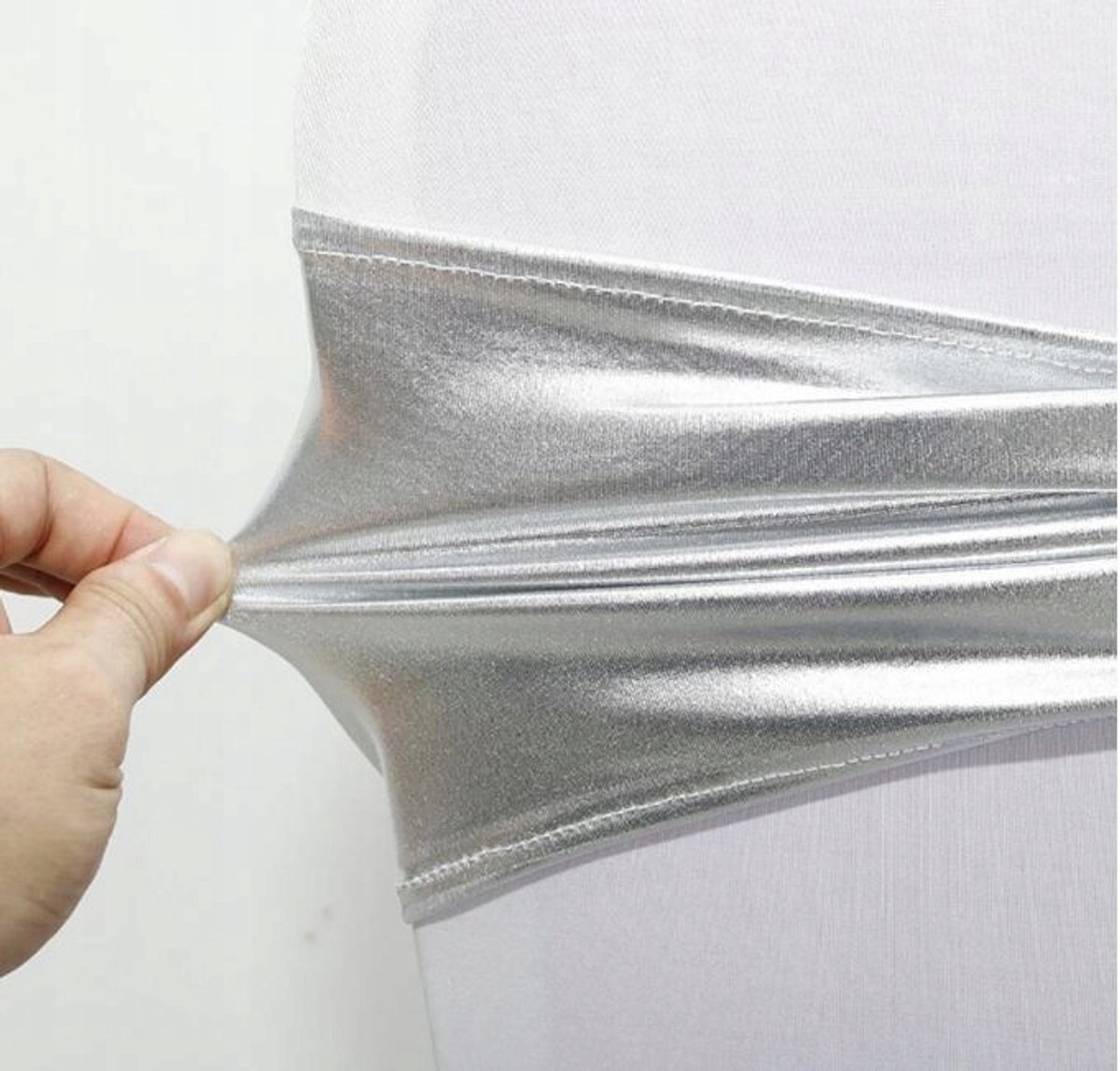 Meble odNowa - Banketstoel Elastische Lus - Zilver - Spandex - 14x35cm