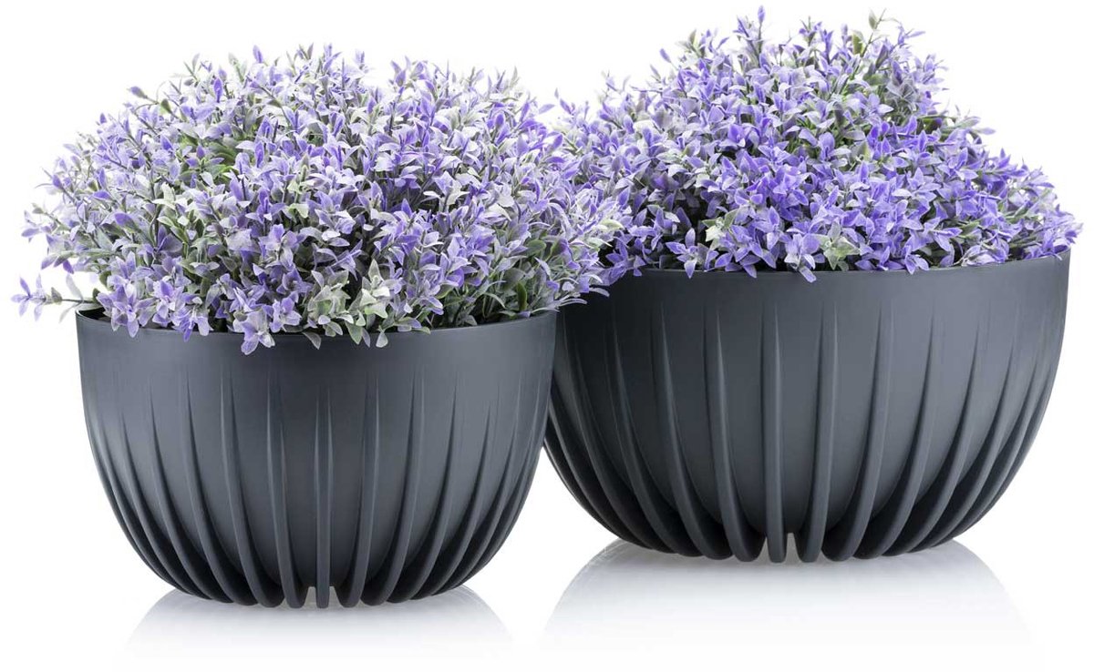 HowHomely Stripped Eco Serie - Bloempot - Rond - UV-bestendig - Weerbestendig