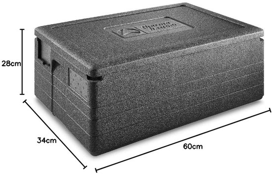 Thermobox GN 1/1 - Voedselcontainer Bak - Transport Voedsel - Waterafstotend EPP - 60 x 40 x 28 cm - Zwart — afbeelding 5