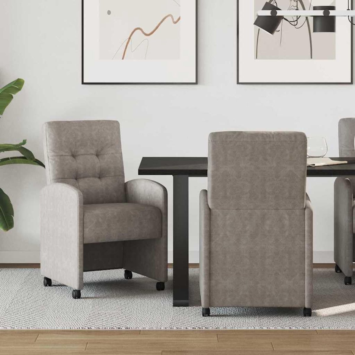 Eetkamerstoelen met wielen - Stoelen set - Comfortabel dineren - Ergonomische rugleuning -