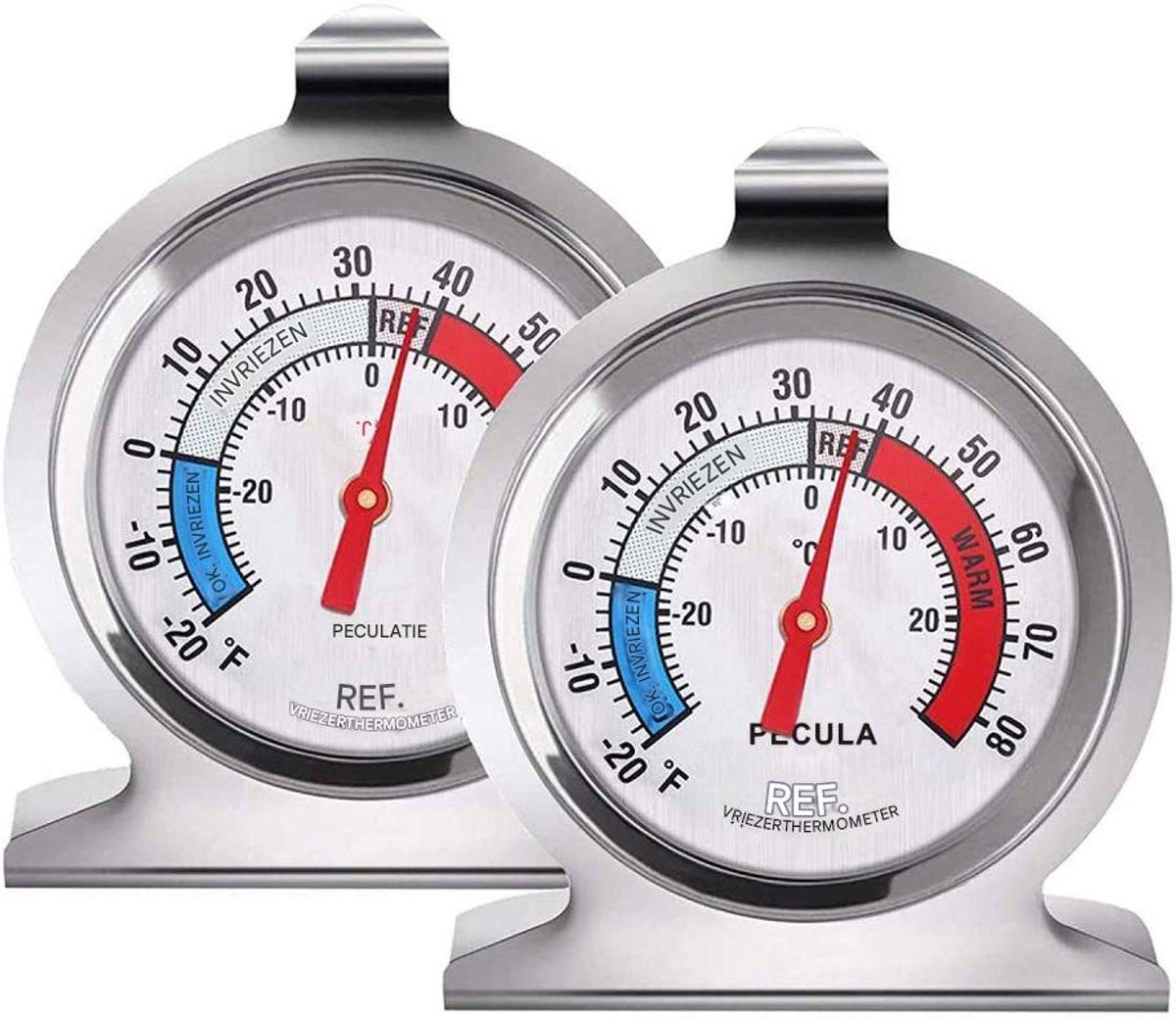 Koelkast Vriezer Thermometer Set van 2 - Grote Wijzerplaat voor Nauwkeurige Temperatuurmeting