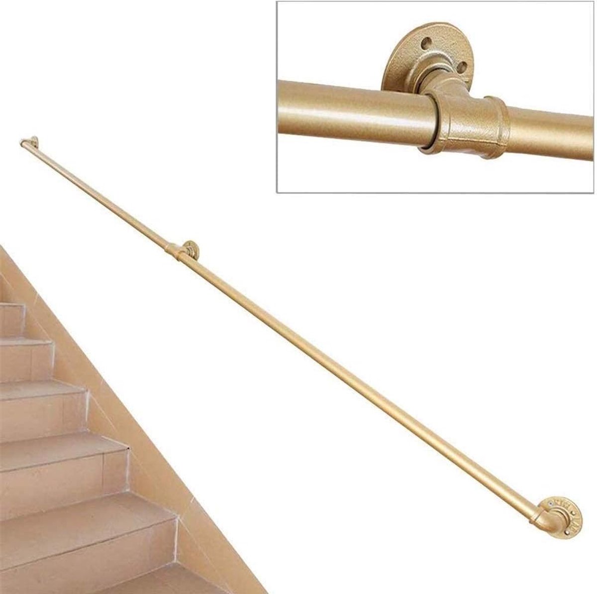 Trapleuning Binnen Buiten - Wandbeugel Balustrade - Veilige Trappen - Stevige Grip - 90cm Lengte - Goud