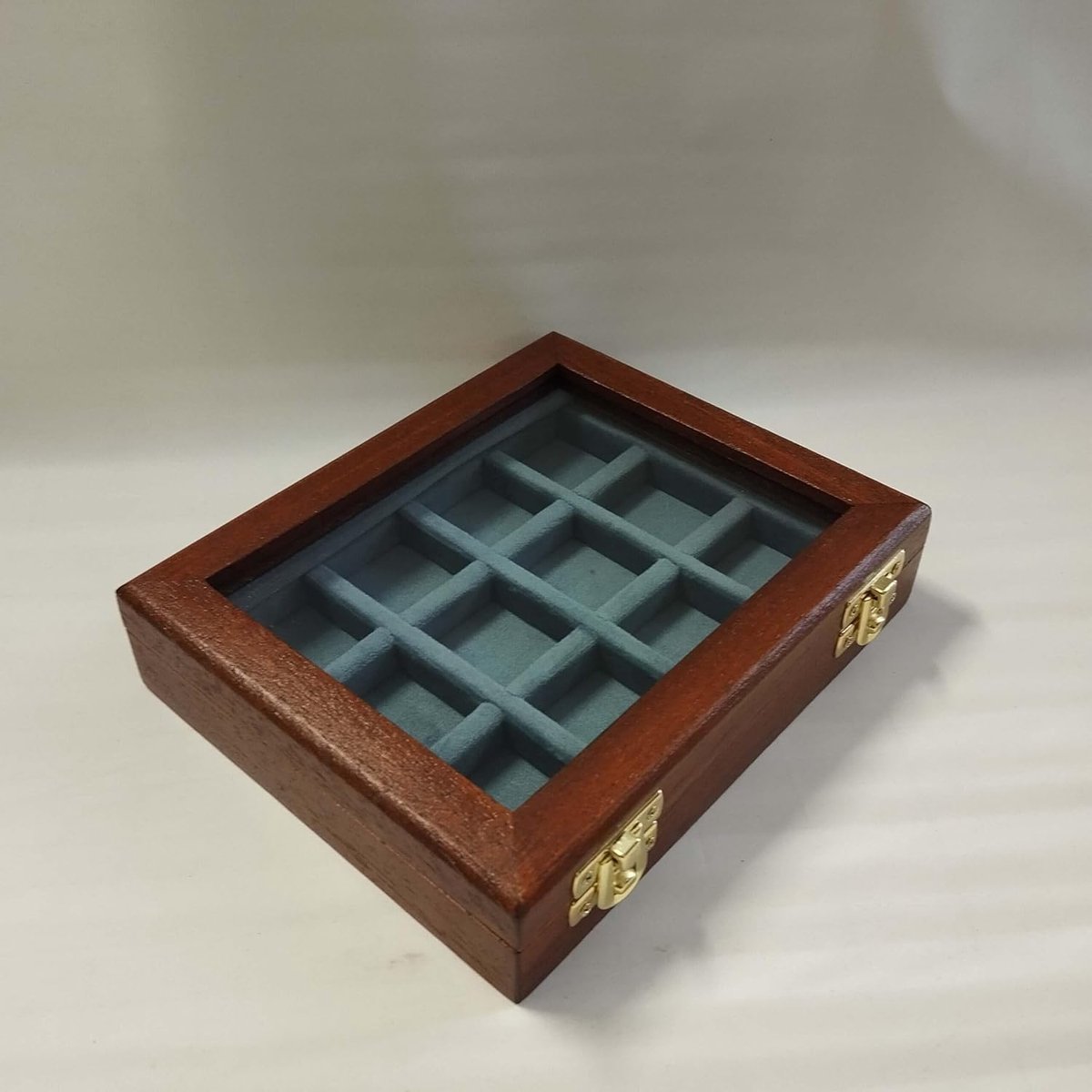 Verzamelkist Munten - Opslag Box - Munten Presenteren - Handgemaakt Massief Hout - 17.5 x 14 x 3.5 cm