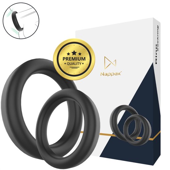 Cockring Siliconen 2 Maten - Nappex™ Rino Penisring Set voor een Stevige Erectie [Discreet Verzonden] - Penisringen voor Mannen - Rekbare Ballstretcher - Sex Toys voor Mannen en Koppels - Kamasutra - BDSM - Seksspeeltjes - Erotiek