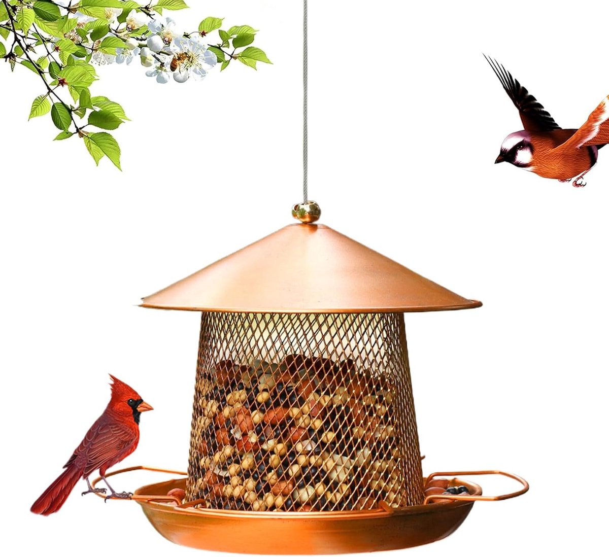 Vogelvoederhuisje Buiten - Voerdispenser Tuin - Vogels Voeren - IJzeren Kunst Design - 53 x 24 x 18 cm